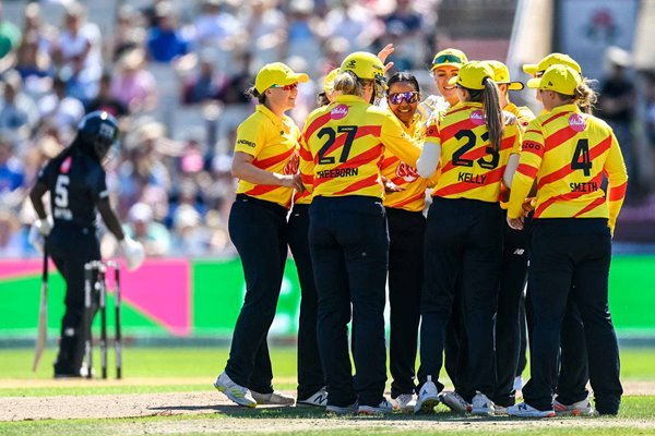 Alana King Trent Rockets celebrates wicket v Manchester Originals The Hundred 2022