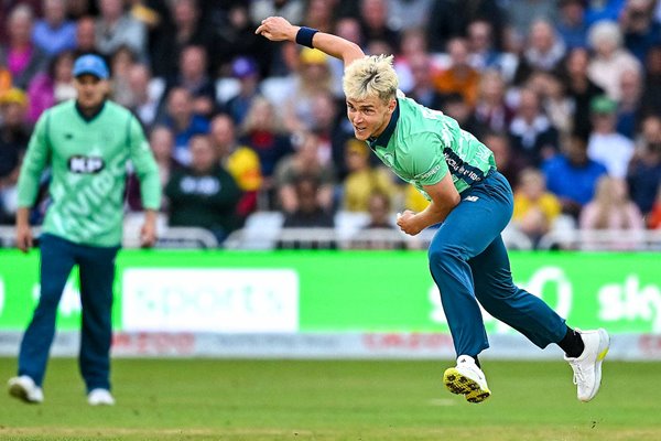 Sam Curran Oval Invincibles bowls v Trent Rockets The Hundred 2022