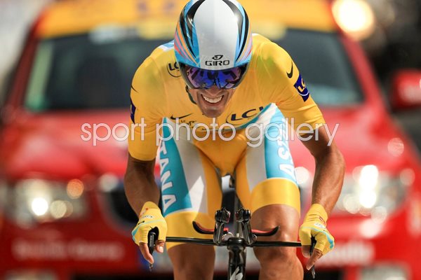 Alberto Contador finishes Time Trial 