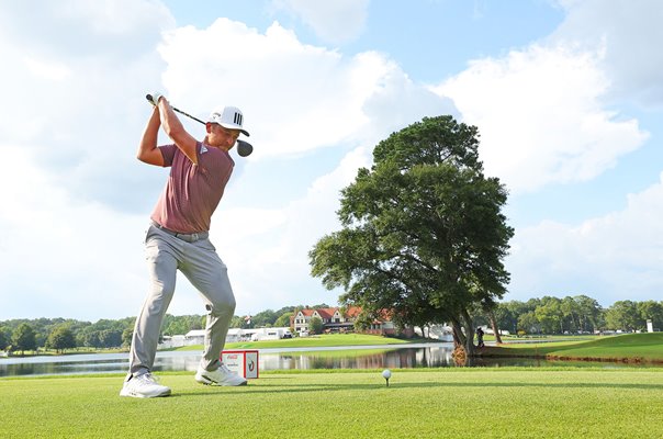 Xander Schauffele USA drives 8th tee TOUR Championship East Lake Atlanta 2022