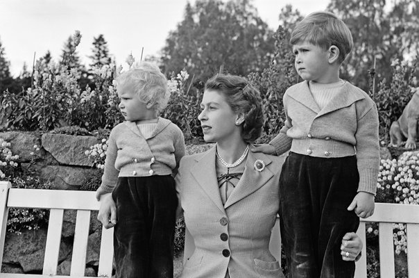 Queen Elizabeth II with Prince Charles & Princess Anne Balmoral 1952