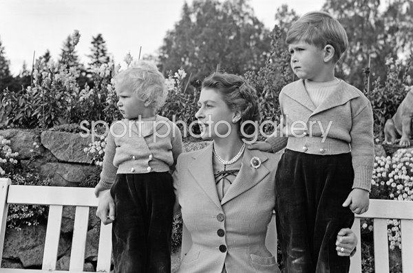 Queen Elizabeth II with Prince Charles & Princess Anne Balmoral 1952