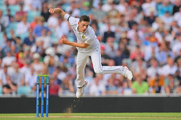 Marco Jansen South Africa bowls v England Oval 2022