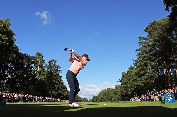 Rory McIlroy drives 15th tee PGA Championship Wentworth 2022