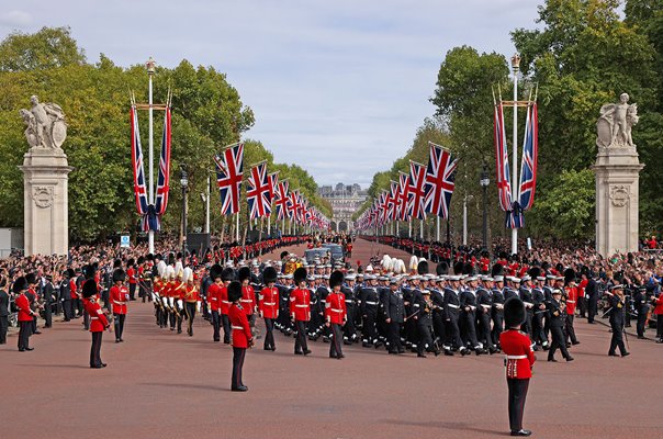 The Queen's funeral cortege The Mall State Funeral Queen Elizabeth II 2022