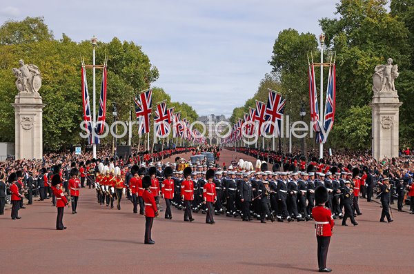 The Queen's funeral cortege The Mall State Funeral Queen Elizabeth II 2022