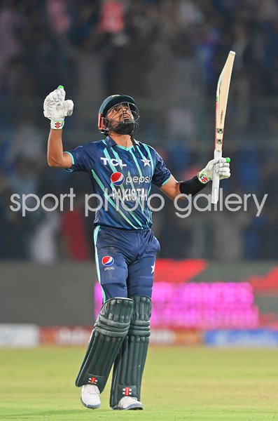 Babar Azam Pakistan celebrates win v England 2nd IT20 Karachi 2022