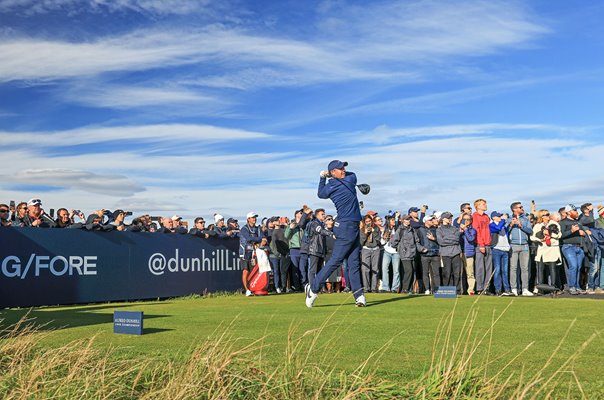 Rory McIlroy drives 17th tee Alfred Dunhill Links 2022