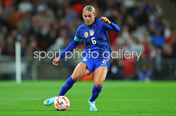 Trinity Rodman USA on the ball v England Wembley 2022