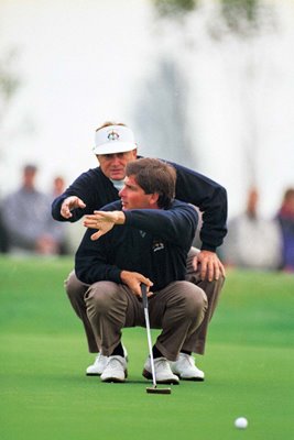 Fred Couples & Raymond Floyd line up a putt Ryder Cup The Belfry 1993