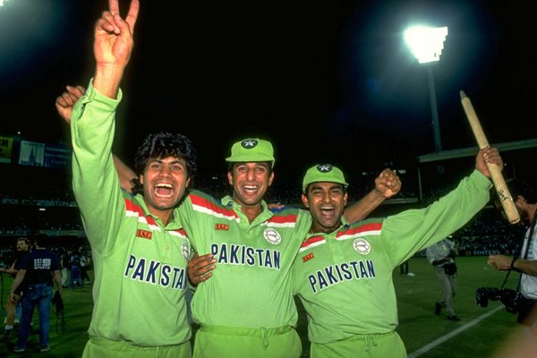 Mahmood Fazal, Wasim Akram & Aamir Sohail Pakistan World Cup Final 1992