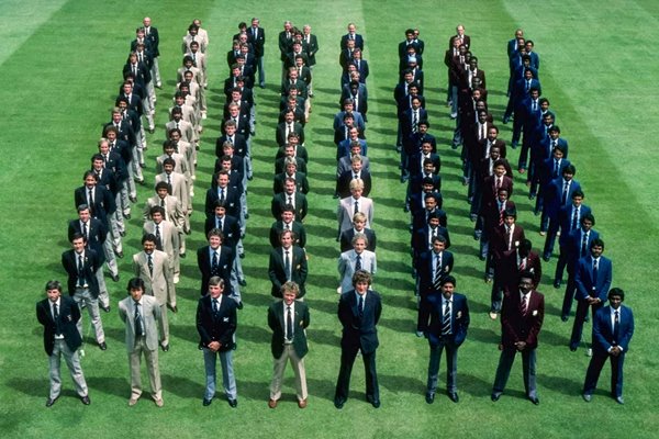 Teams line up at Lord's Cricket World Cup Opening Ceremony 1983