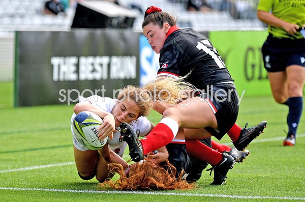 Abby Dow England scores try v Canada Rugby World Cup 2021 Semi Final