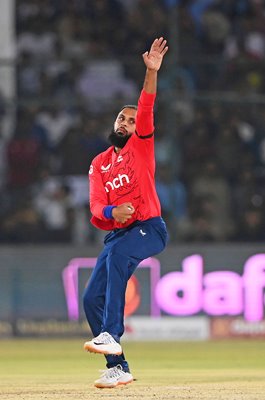 Adil Rashid England bowls v Pakistan 1st IT20 Karachi 2022