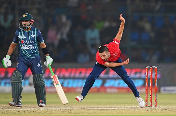 Mark Wood England bowls v Pakistan 3rd IT20 Karachi 2022