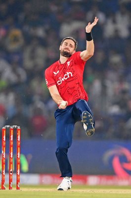 Chris Woakes England bowls v Pakistan 5th IT20 Lahore 2022