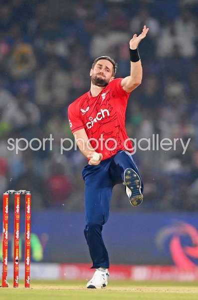 Chris Woakes England bowls v Pakistan 5th IT20 Lahore 2022