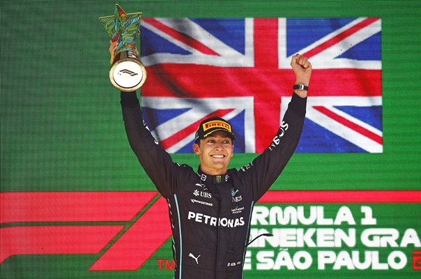 George Russell Great Britain Mercedes wins Brazil Grand Prix 2022