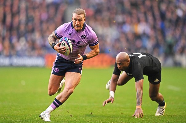 Stuart Hogg Scotland beats Mark Telea New Zealand Murrayfield 2022