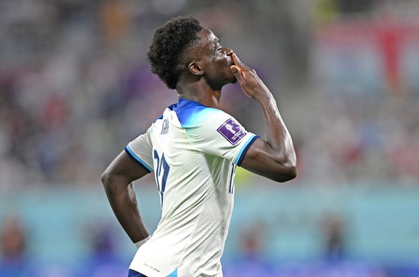 Bukayo Saka England celebrates goal v Iran Group B World Cup Qatar 2022