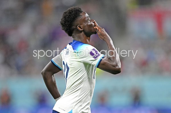 Bukayo Saka England celebrates goal v Iran Group B World Cup Qatar 2022