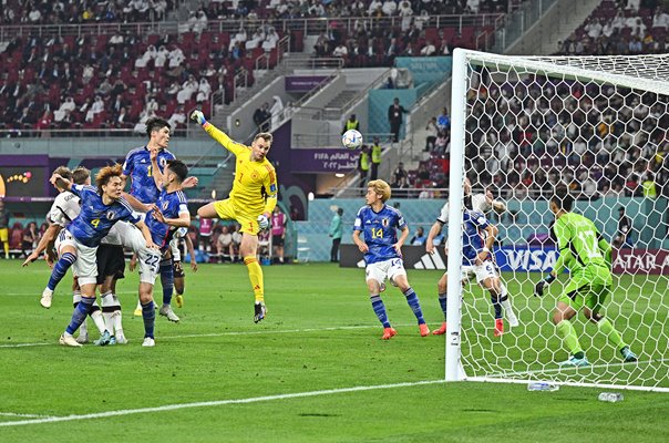 Manuel Neuer Germany header v Japan World Cup Qatar 2022