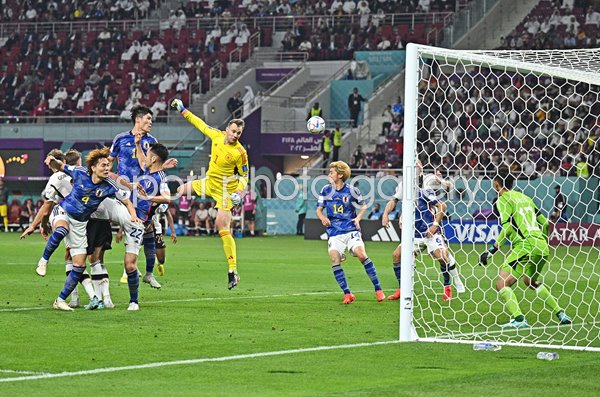 Manuel Neuer Germany header v Japan World Cup Qatar 2022