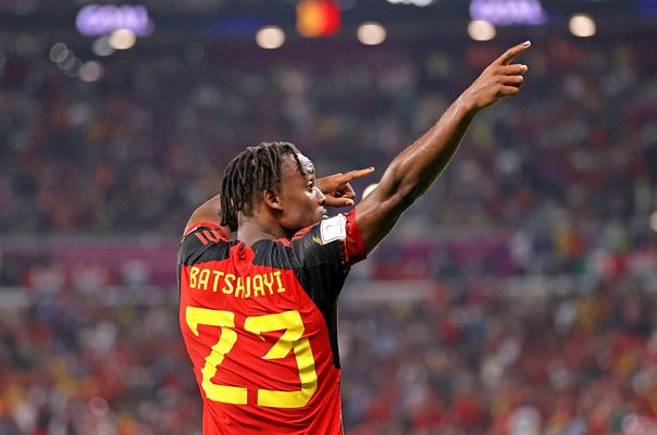 Michy Batshuayi Belgium celebrates goal v Canada Group F World Cup 2022