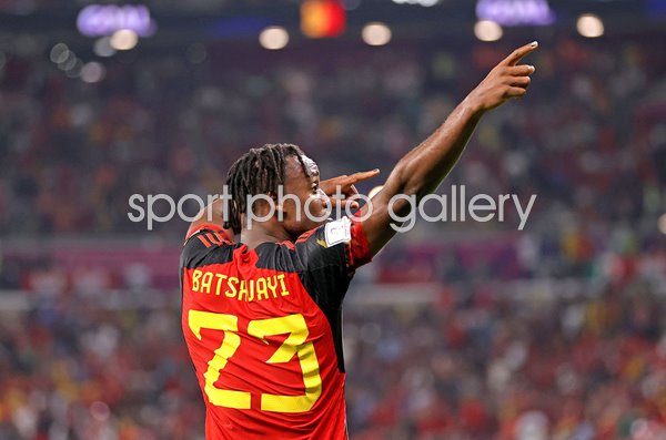 Michy Batshuayi Belgium celebrates goal v Canada Group F World Cup 2022