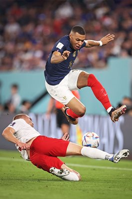 Kylian Mbappe France v Rasmus Kristensen Denmark World Cup Qatar 2022