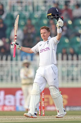 Ollie Pope England celebrates century v Pakistan Rawalpindi 2022