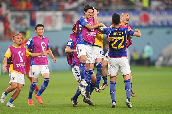 Maya Yoshida Japan captain celebrates win v Spain World Cup Qatar 2022