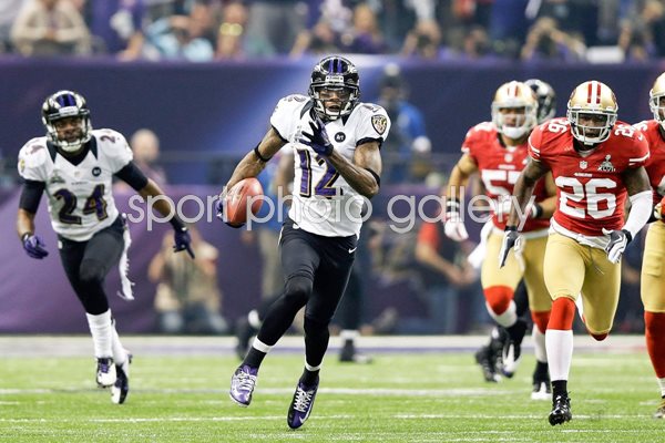 Jacoby Jones Baltimore Ravens 108 yard touchdown Super Bowl 2013