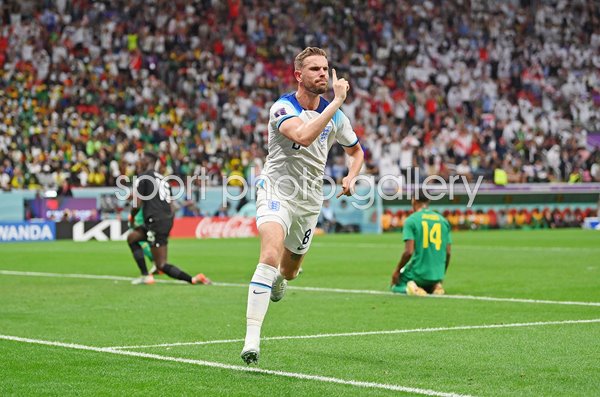 Jordan Henderson England celebrates goal v Senegal Last 16 World Cup 2022
