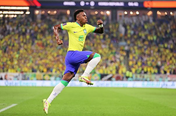 Vinicius Junior Brazil celebrates v South Korea World Cup Qatar 2022