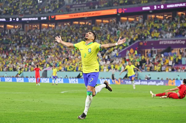 Lucas Paqueta Brazil scores v South Korea World Cup Qatar 2022