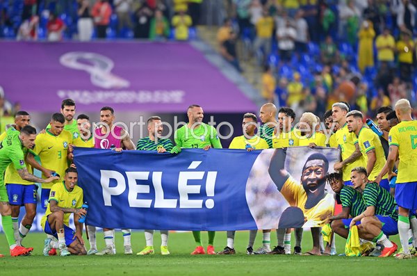 Brazil Pele Banner v South Korea Last 16 World Cup Qatar 2022