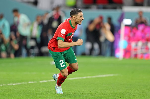 Achraf Hakimi Morocco celebrates v Spain World Cup Qatar 2022