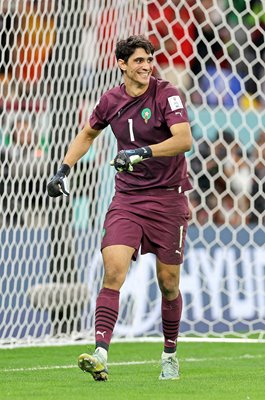 Yassine Bounou Morocco Goalkeeper celebrates v Spain World Cup Qatar 2022