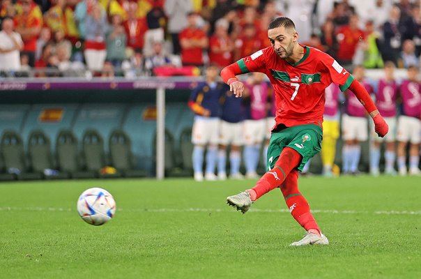 Hakim Ziyech Morocco penalty v Spain Last 16 World Cup Qatar 2022