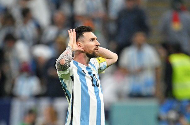 Lionel Messi Argentina celebrates goal v Netherlands Quarter Final World Cup 2022