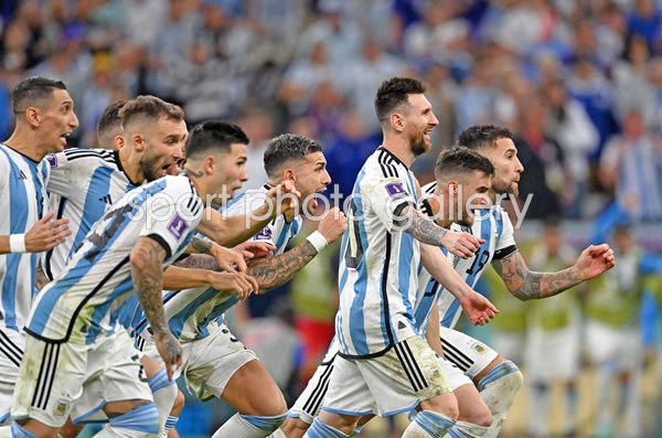Lionel Messi and Argentina celebrate v Netherlands Quarter Final World Cup Qatar 2022