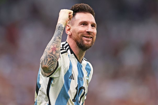 Lionel Messi Argentina celebrates v Netherlands Quarter Final World Cup Qatar 2022