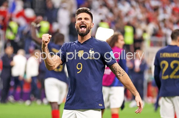 Olivier Giroud France celebrates goal v England Quarter Final World Cup 2022
