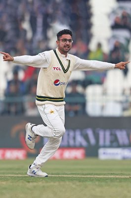 Abrar Ahmed Pakistan celebrates v England Multan Test Match 2022