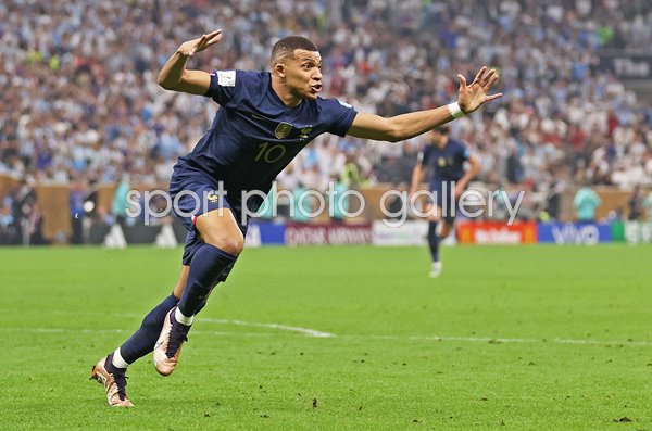 Kylian Mbappe France celebrates 2nd goal v Argentina World Cup Final 2022