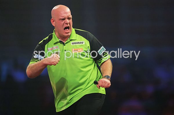 Michael van Gerwen Netherlands celebrates World Darts Alexandra Palace 2023