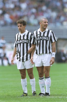 Italy football legends Roberto Baggio & Gianluca Vialli Juventus 1992