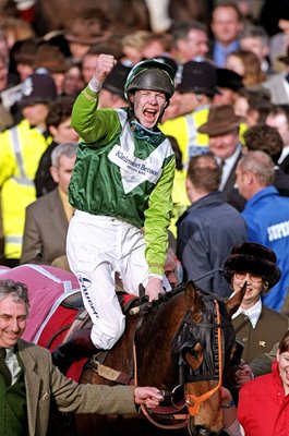 Mick Fitzgerald riding See More Business wins Gold Cup Cheltenham 1999
