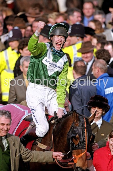 Mick Fitzgerald riding See More Business wins Gold Cup Cheltenham 1999